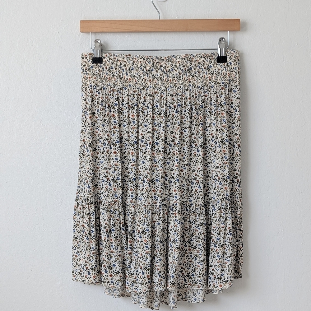 Madewell Fieldwalk Tie Waist Sand Tiered Floral Mini Skirt Size Medium - Picture 6 of 8